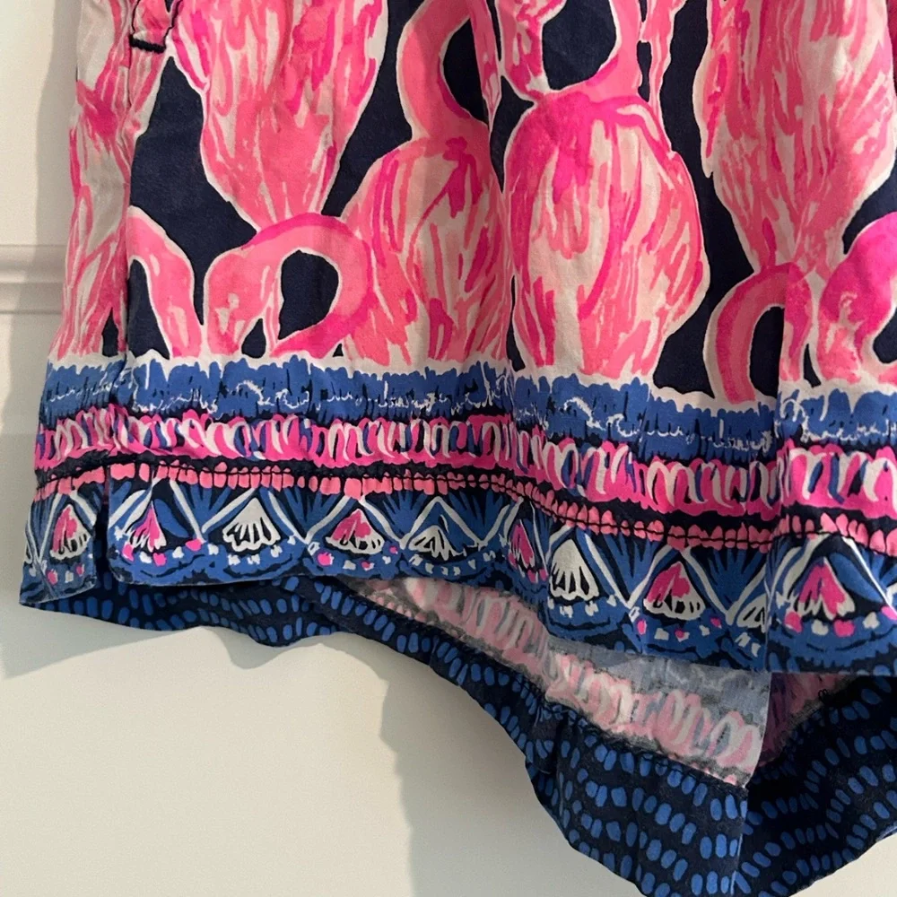 Lilly Pulitzer Katia Flamingo Shorts Pink Blue Size XS
